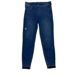 SPANX Jeans Women's L Large Blue Distressed Denim Skinny Stretch